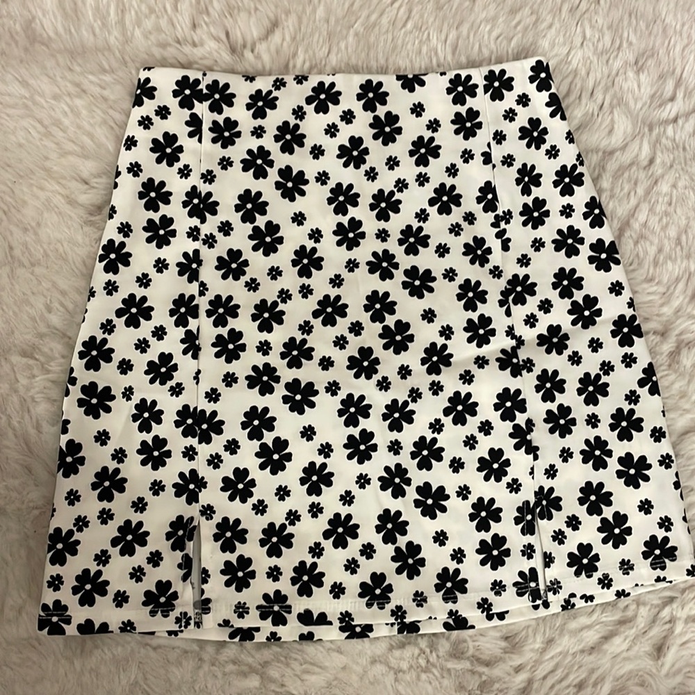 Black and White Floral Skirt